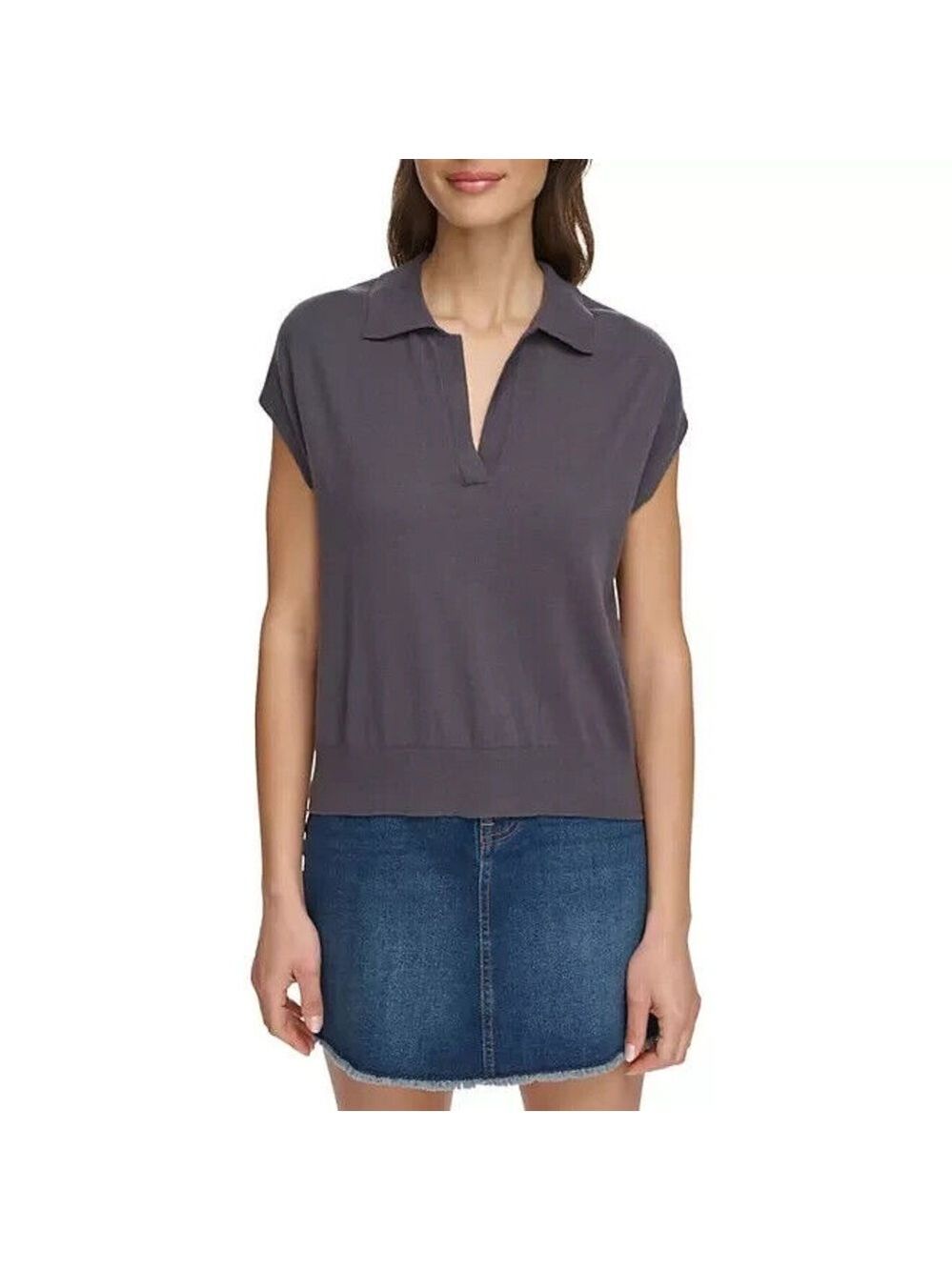 Size XXL Ladies DKNY Slate Gray V-Neck Blouse